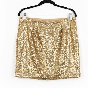 CACHE Gold Sequined Mini Skirt Size 6